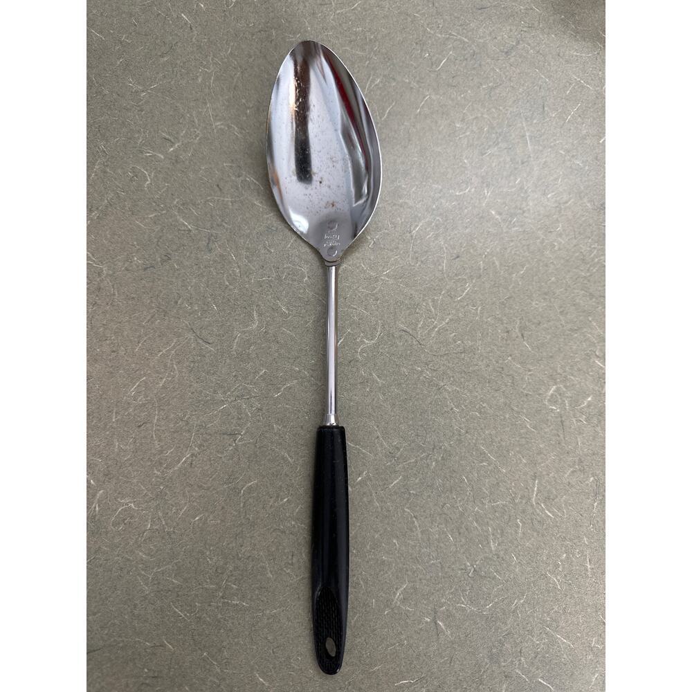Vintage EKCO Solid Serving Spoon 12” Chromium Plated USA Black Handle